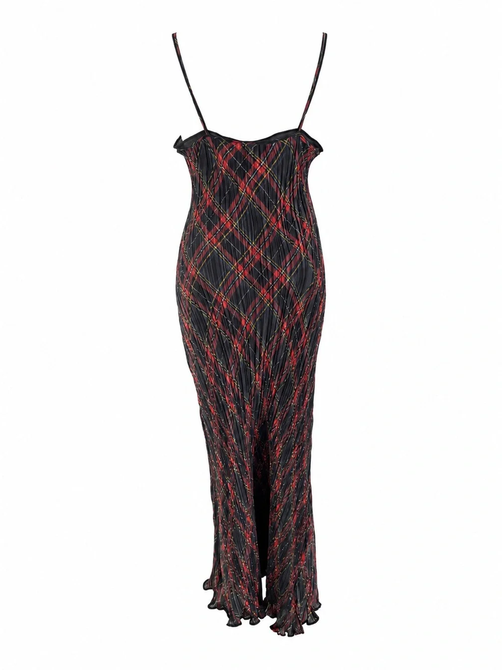 Polo Ralph Lauren Plaid Tartan Crinkle Pleated layered maxi dress SZ M / 8 / 10 - Picture 12 of 15